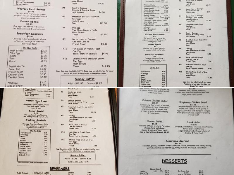 Kountry Korner Café Menu