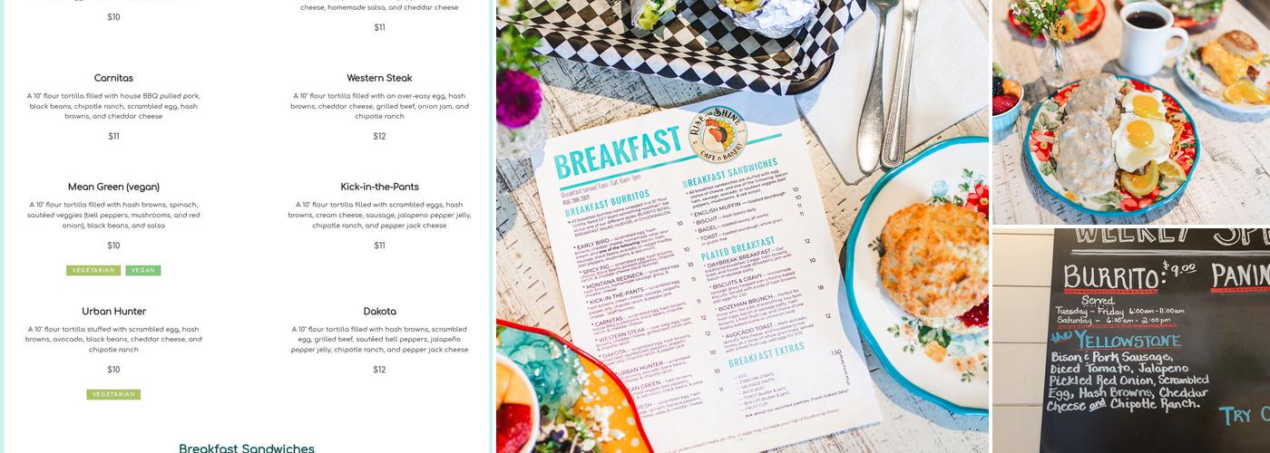 Rise and Shine Café & Bakery Menu