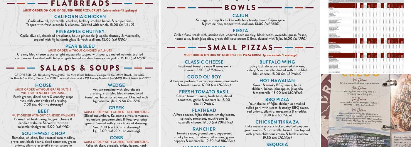 MacKenzie River Pizza Co. Menu