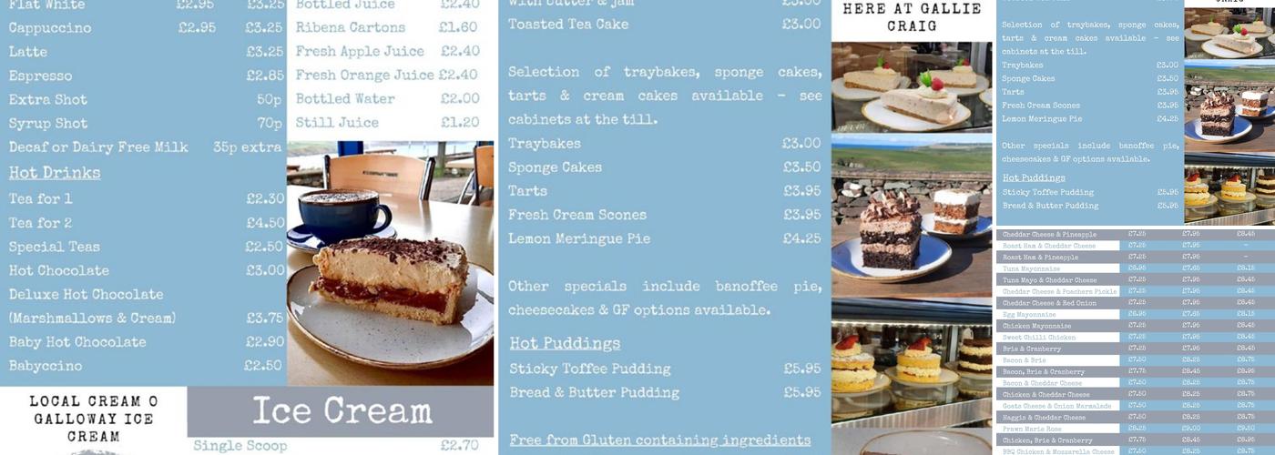 Gallie Craig Coffee House Menu