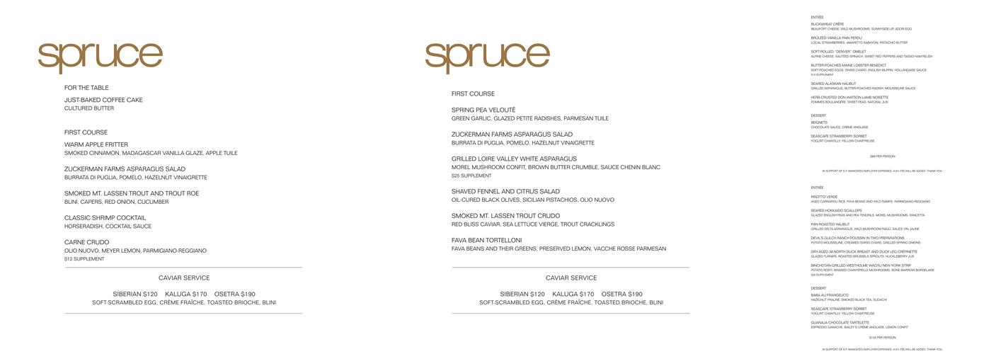 Spruce Menu