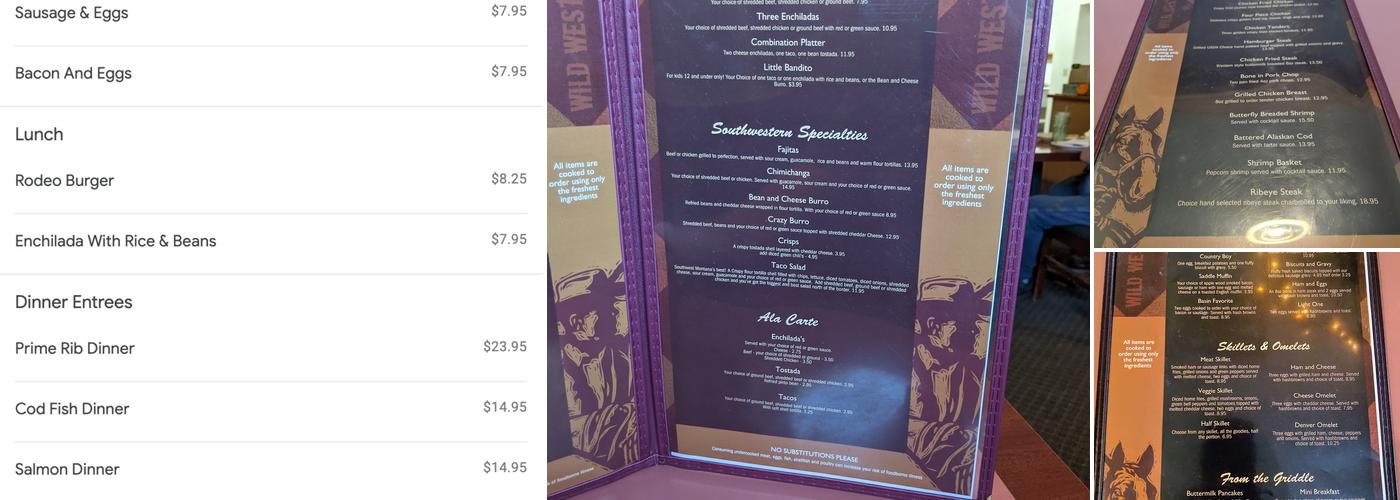 Silver Saddle Bar & Cafe Menu