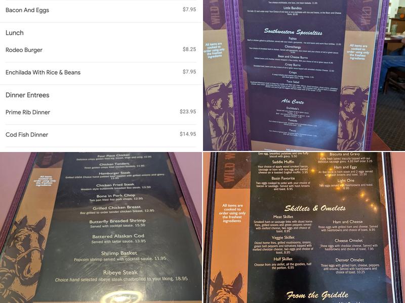 Silver Saddle Bar & Cafe Menu