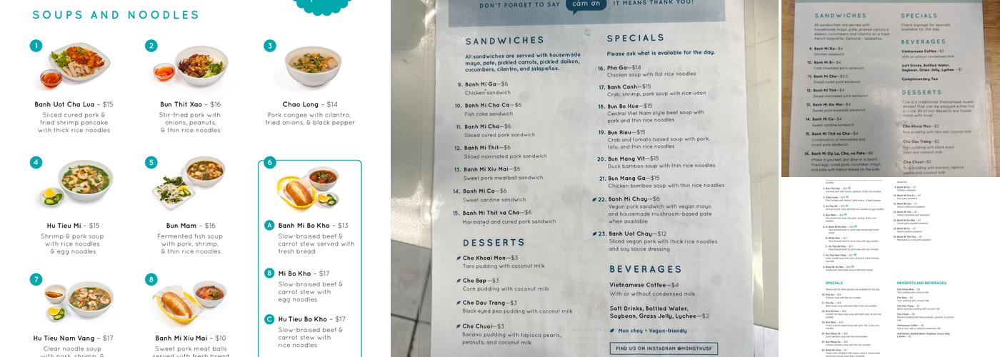 Mộng Thu Cafe Menu