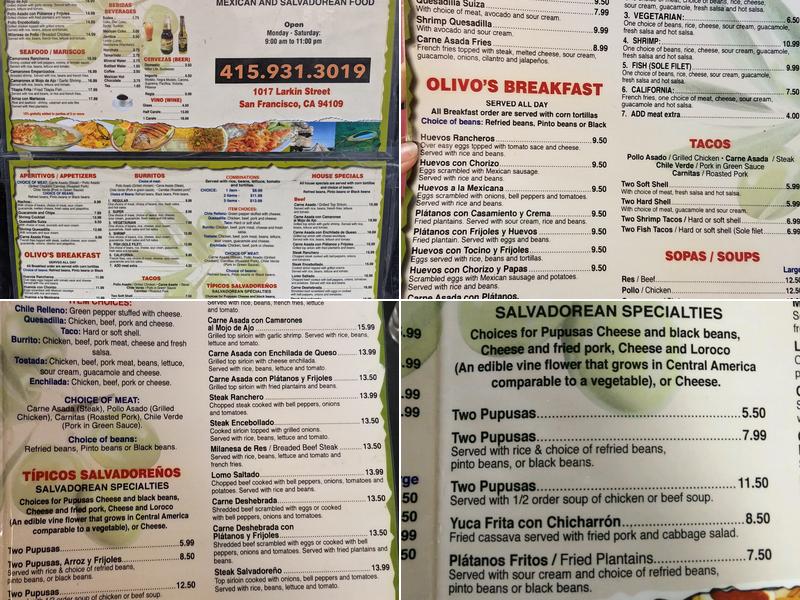Olivos Menu