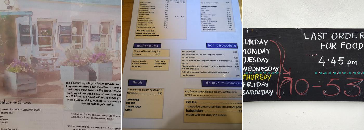 Ben Lora Cafe & Bookshop Menu