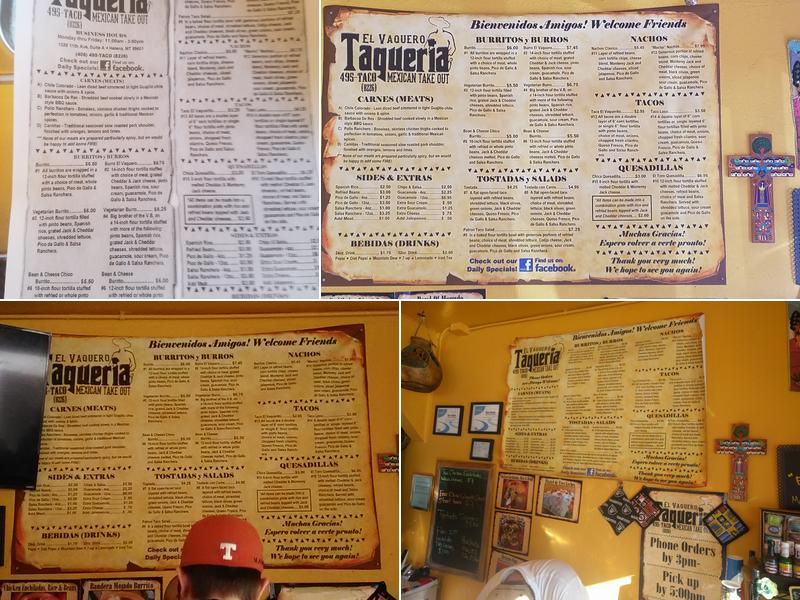 El Vaquero Taqueria Menu