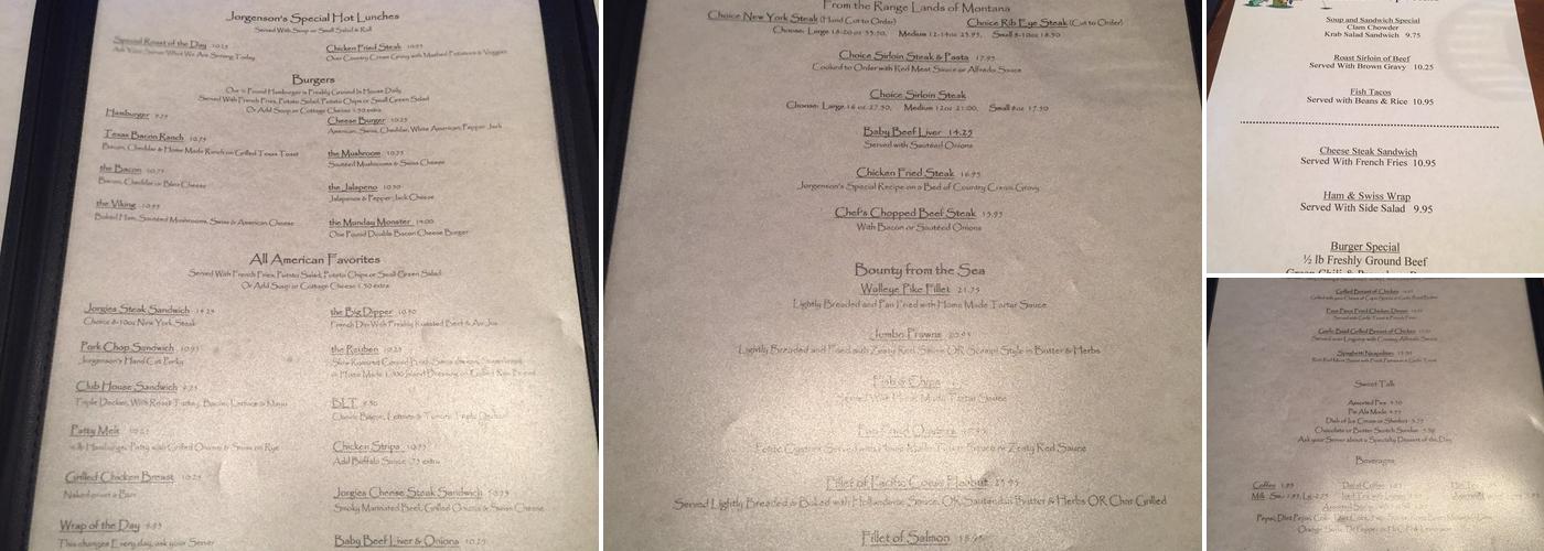 Jorgenson's Lounge Menu
