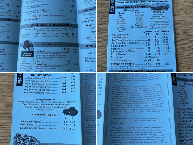 Steffano's Pizza & Sub Shoppe Menu