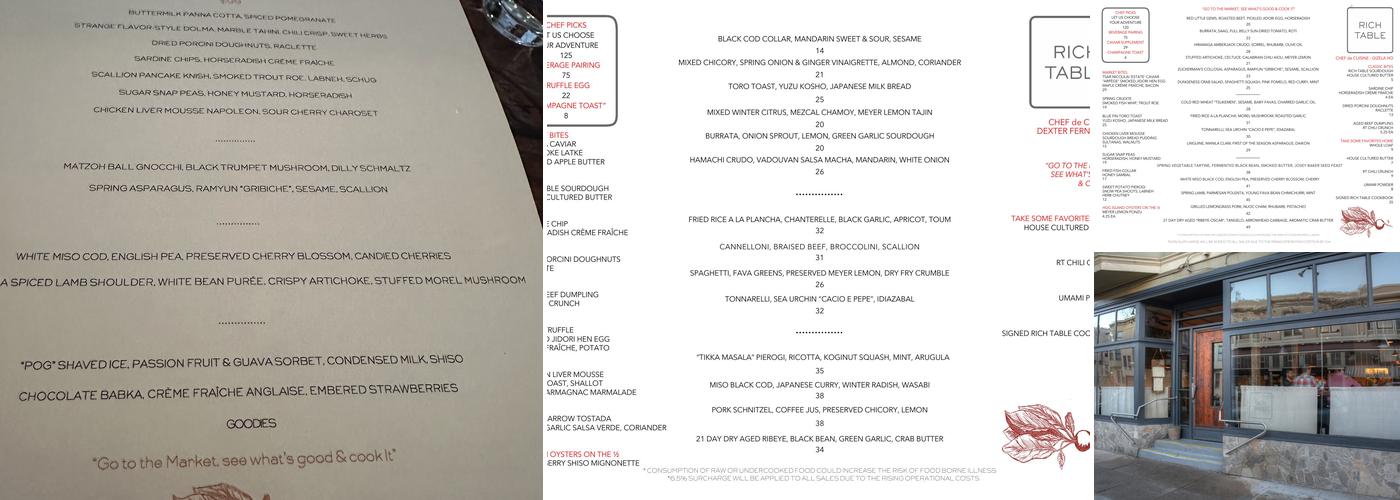 Rich Table Menu