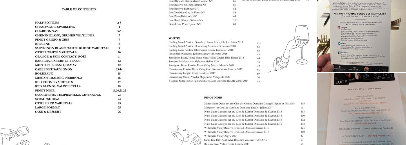 LUCE Menu