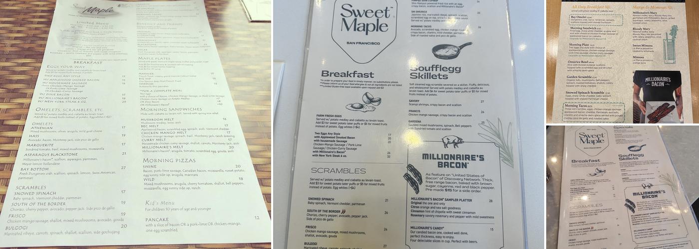 Sweet Maple Menu
