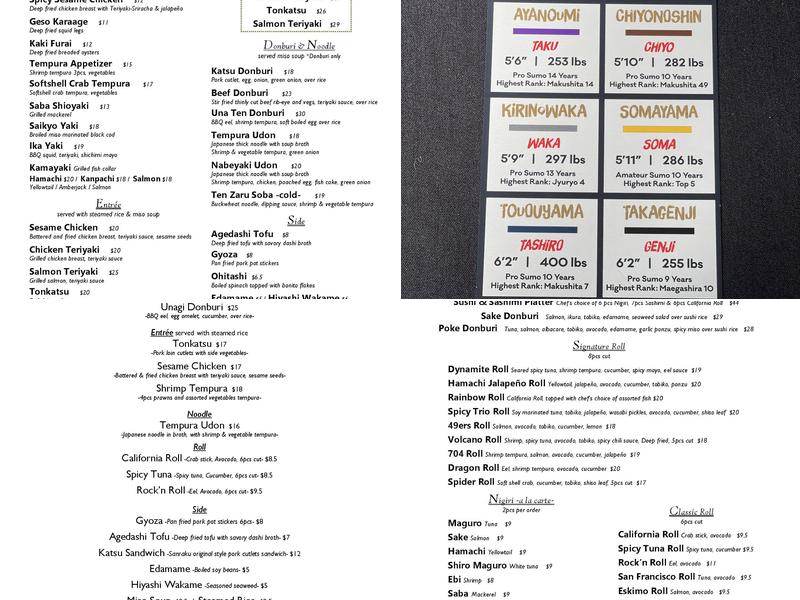 Sanraku Menu