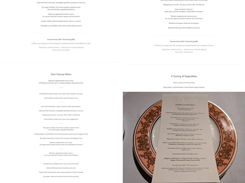 Acquerello Menu