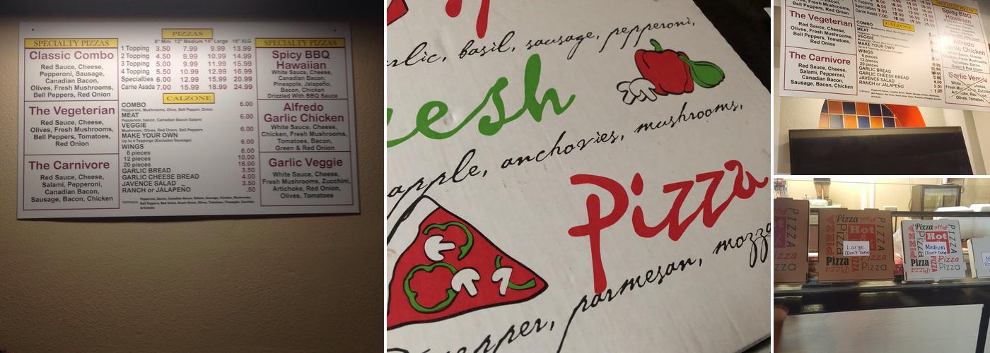 Javence Pizzeria Menu