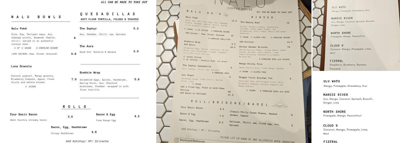 NALU Coffee House Menu