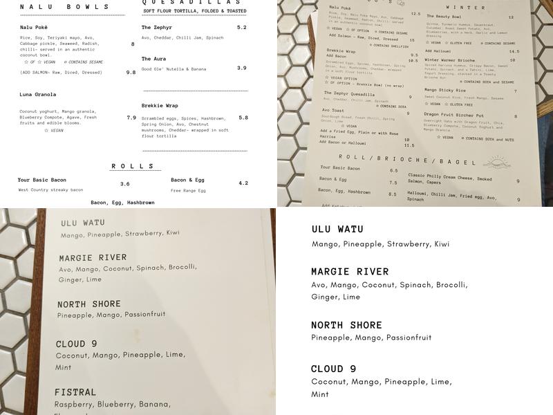 NALU Coffee House Menu