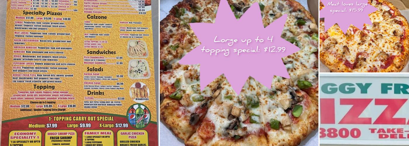 Douggy Fresh Pizza Menu