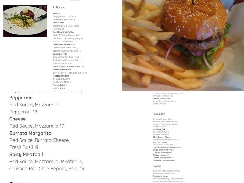 Cosmopolitan | Tavern & Italian Grill Menu