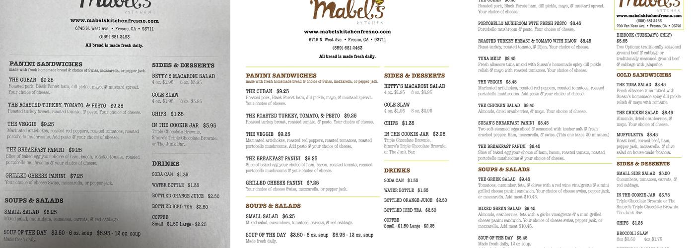 Mabel's Kitchen Menu