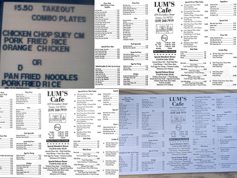 Lum's Chop Suey Menu