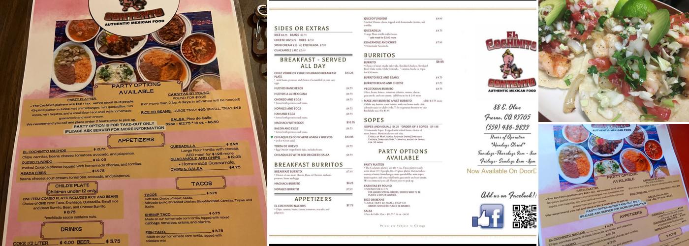 El Cochinito Contento Menu