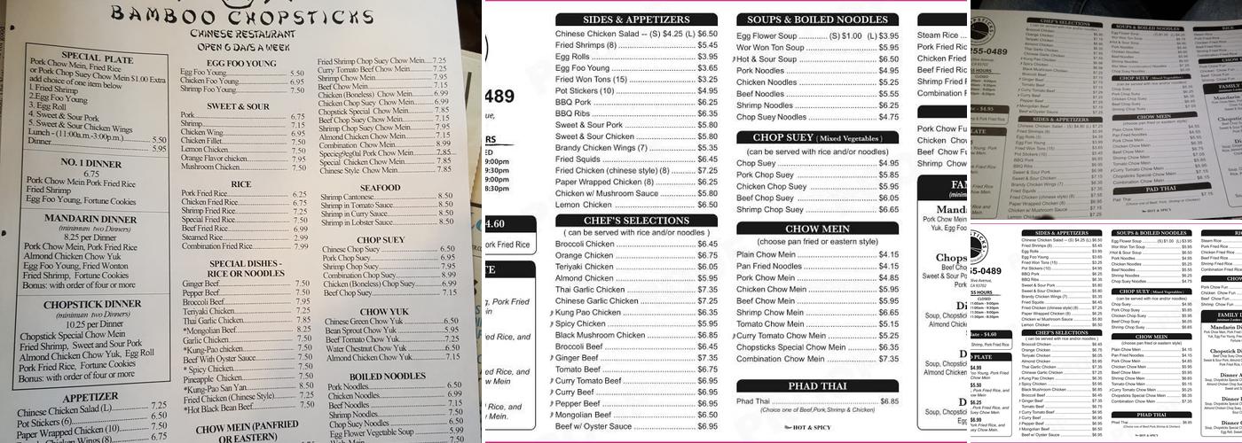 Chop Sticks Menu