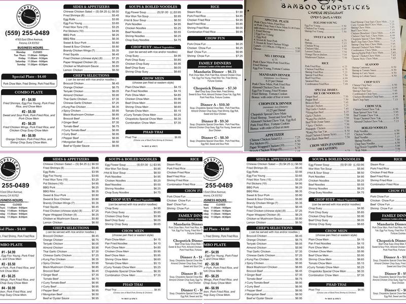 Chop Sticks Menu