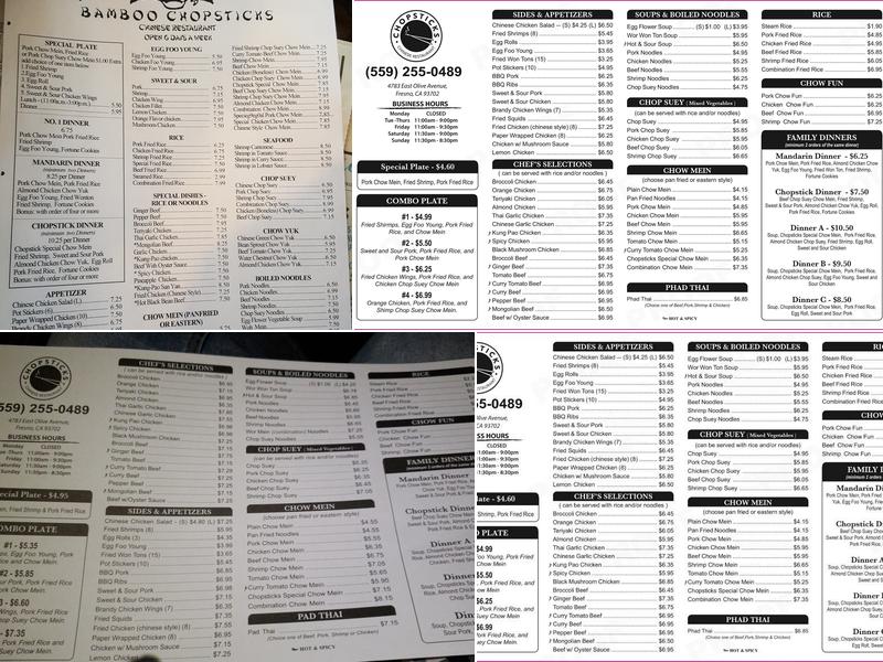 Chop Sticks Menu