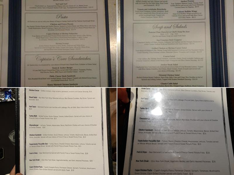 Steak & Anchor Restaurant & Lounge Menu