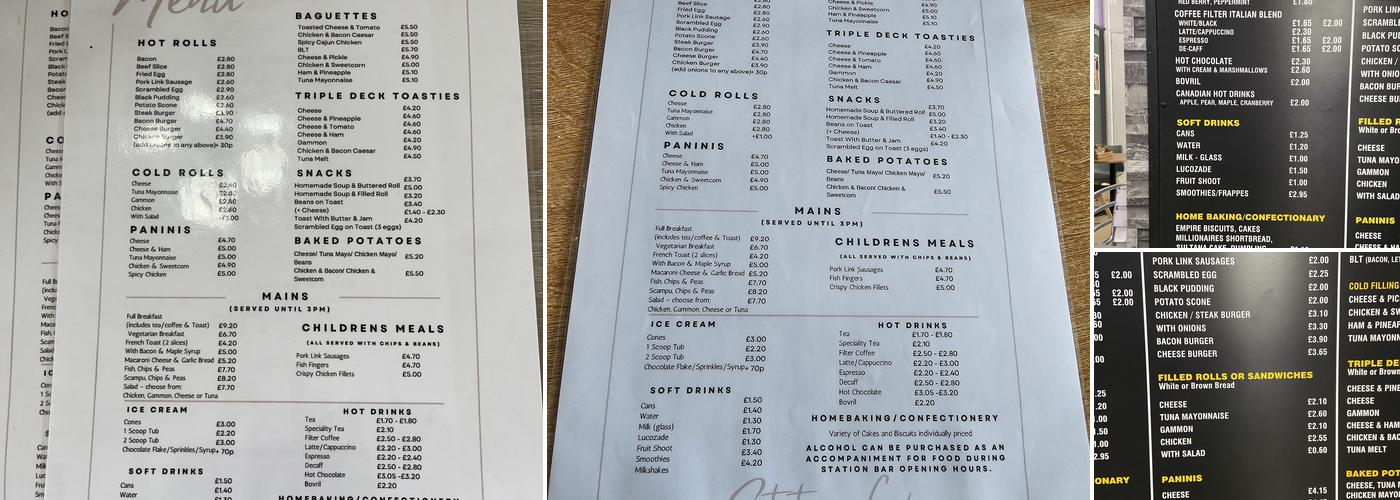 Station Cafe Menu