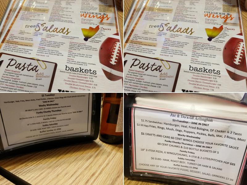 Jac & Do's of Arlington Menu