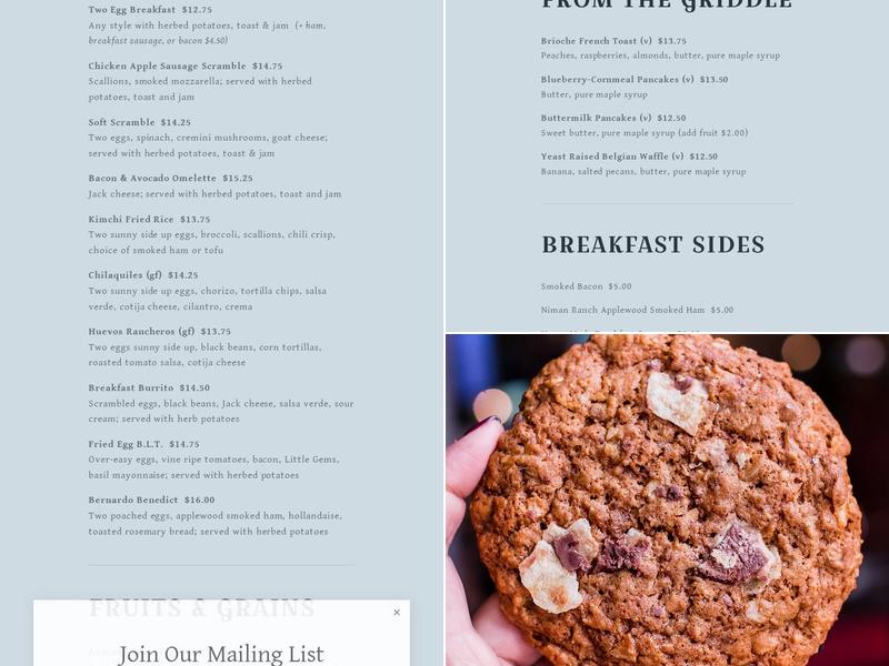 Café Bernardo Menu