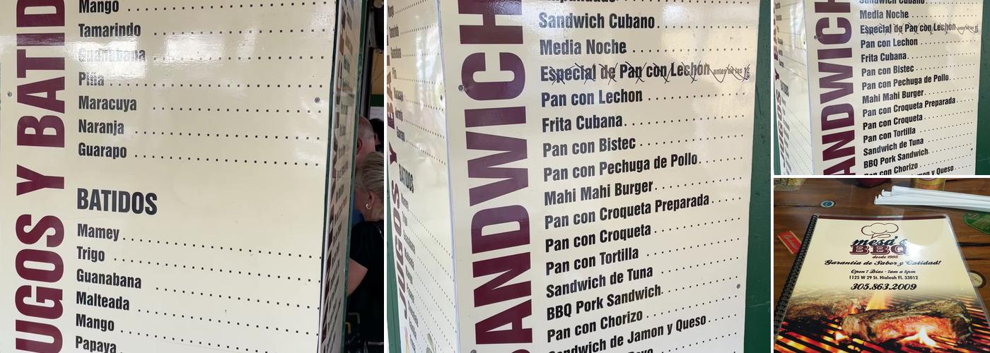 Mesa's BBQ Menu