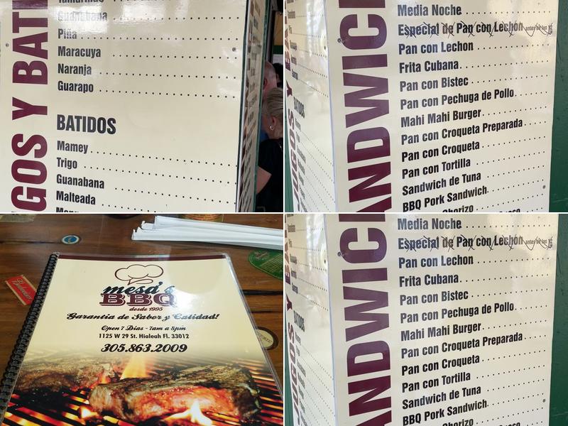 Mesa's BBQ Menu