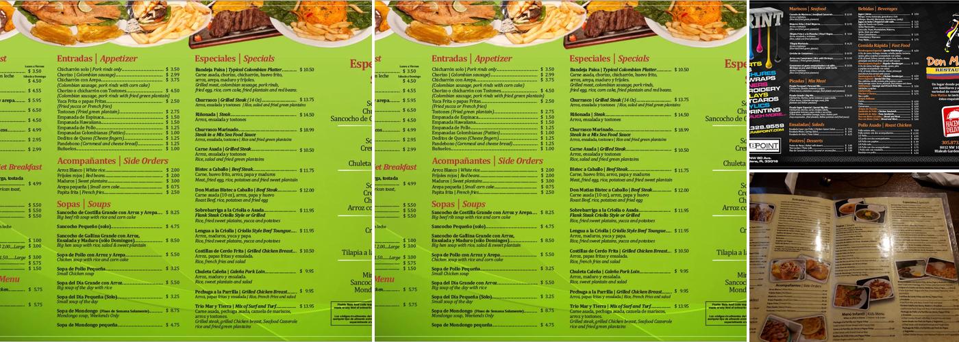 Don Matias Restaurant Menu