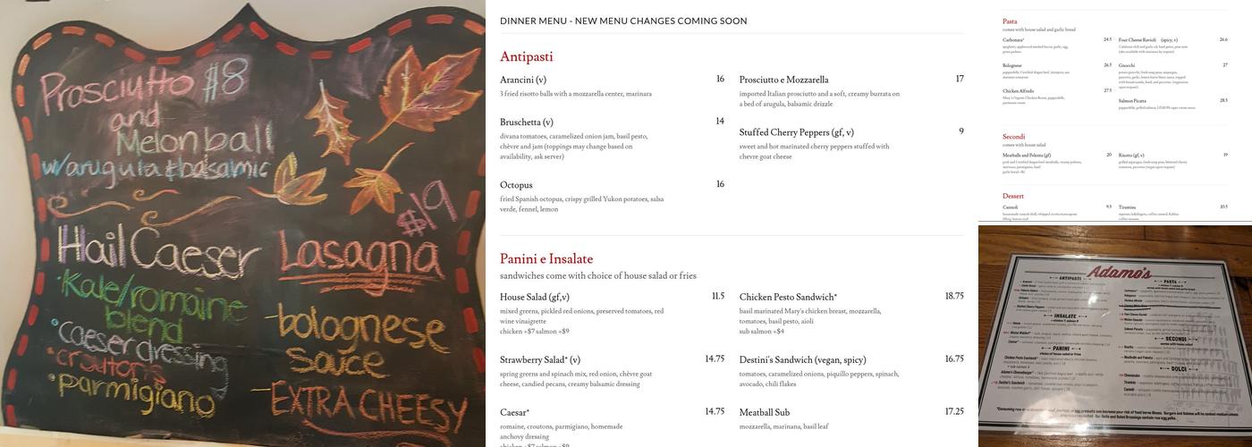 Adamo's Restaurant Menu