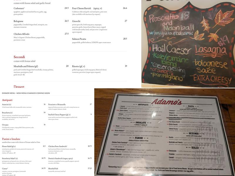 Adamo's Restaurant Menu