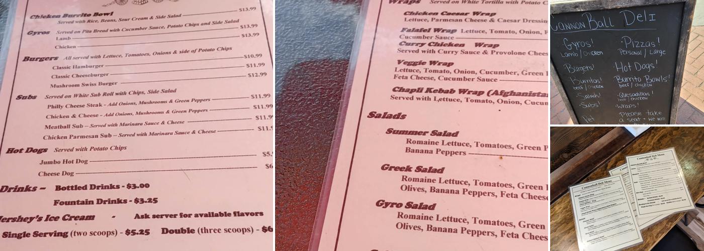 Cannonball Deli Menu