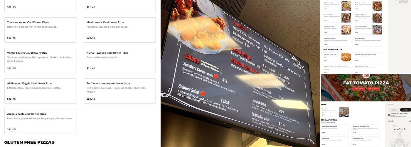 Fat Tomato Pizza Menu