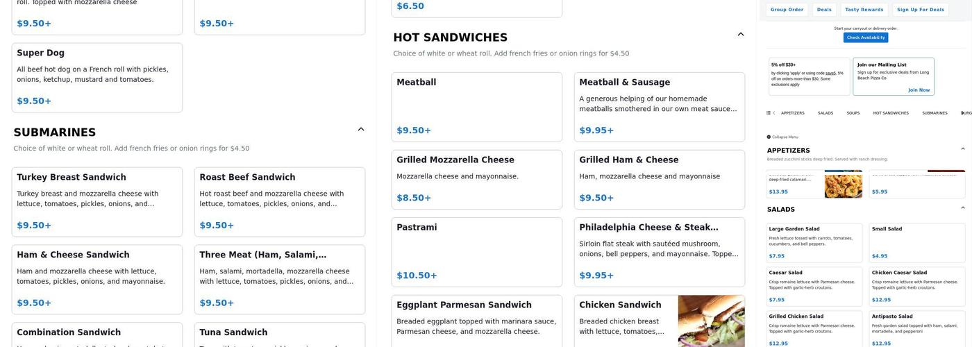 Long Beach Pizza Co Menu