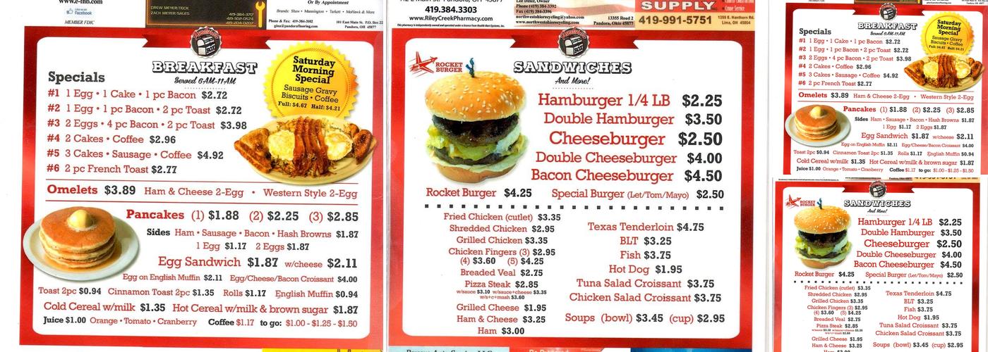 Pandora's Lunch Box Menu