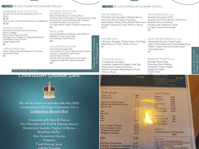 The Quay House Menu