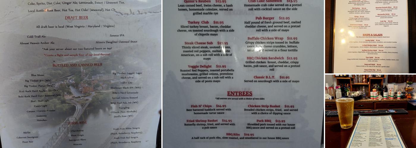 Almost Heaven Pub and Grill Menu