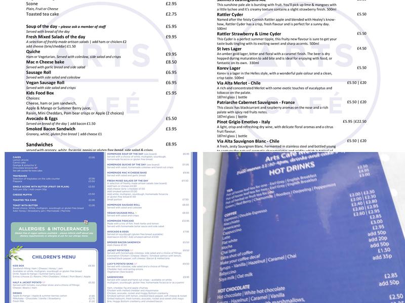 Arts Cafe Menu