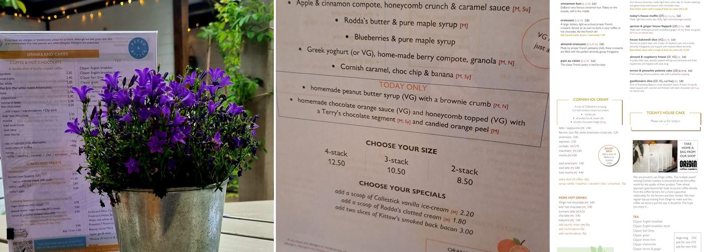 Bread & Butter (cafe in Truro) Menu