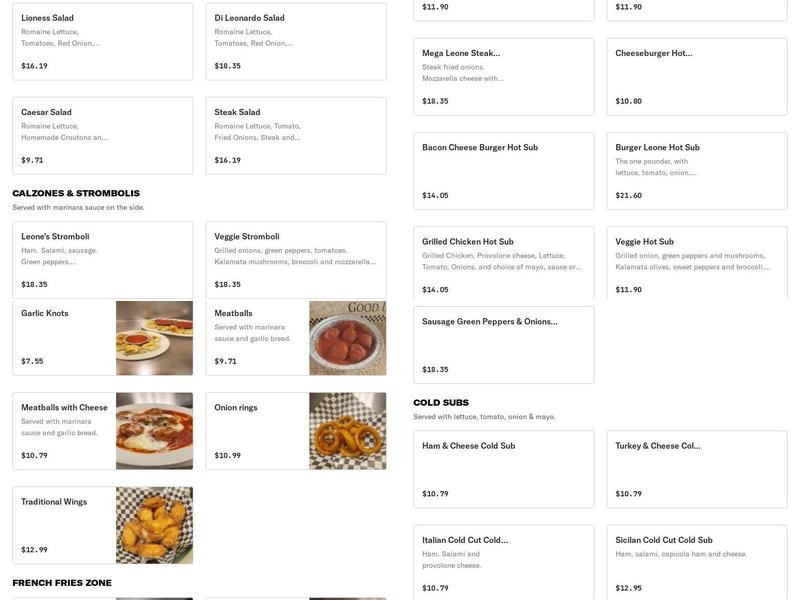 Pizza Leone LLC Menu