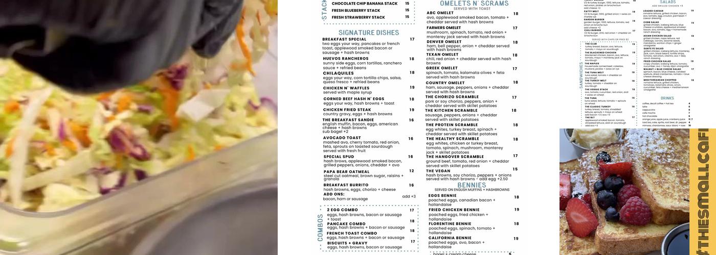 The Small Cafe Menu