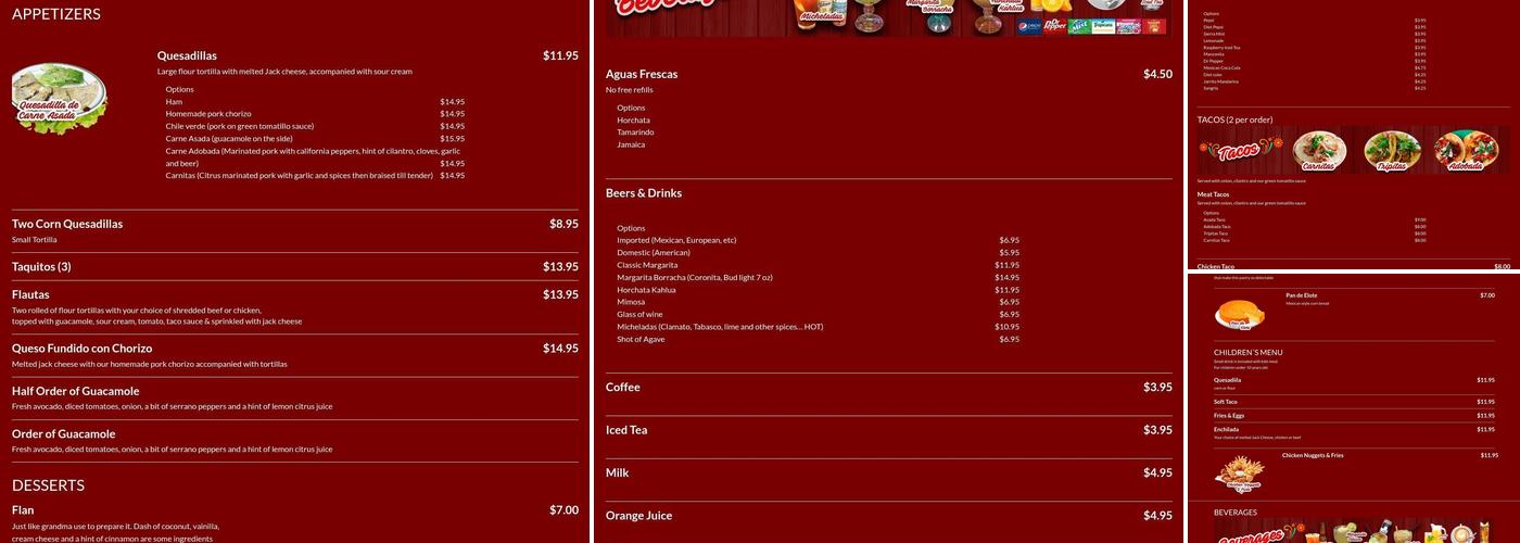 Tepechi Restaurant Menu