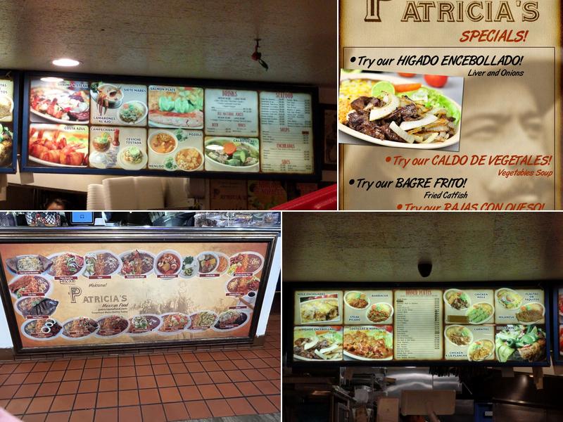 Patricia's Restaurant Menu